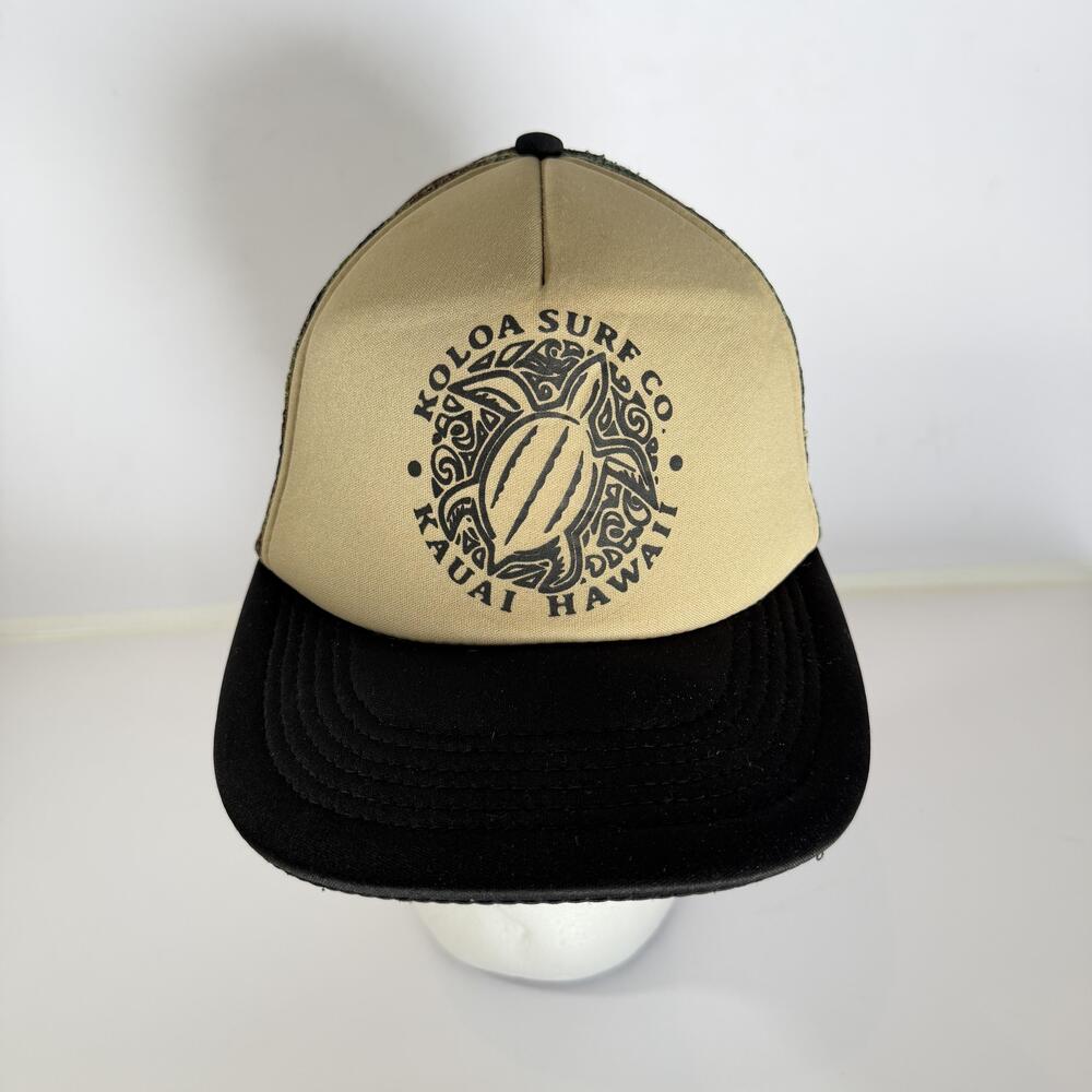 Koloa Surf Co Kauai Hawaii Hat Cap Snap Back One Size Tan Black Camo Mens